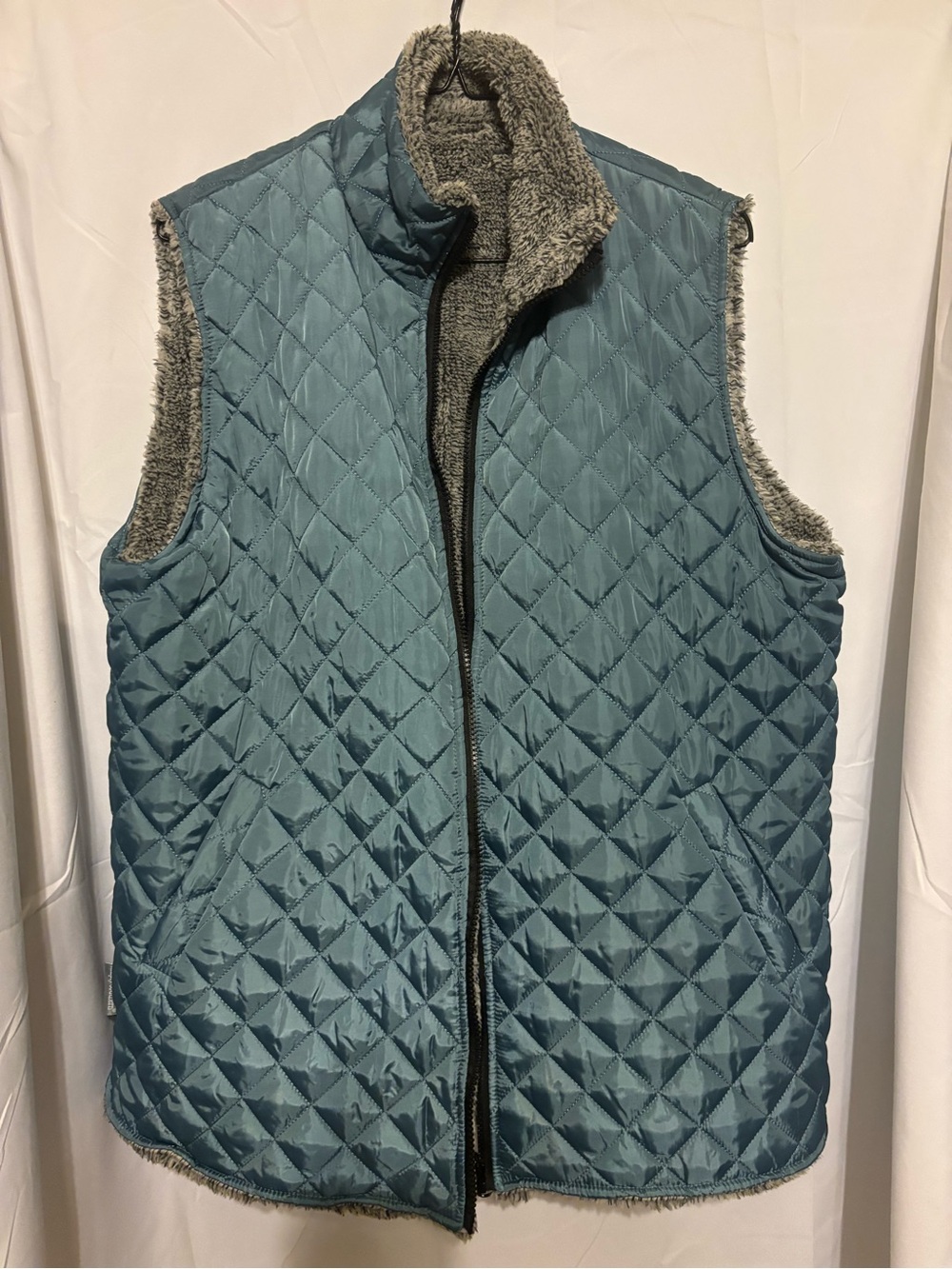 Simply Southern Quilted Reversible Vest in Slate Blue